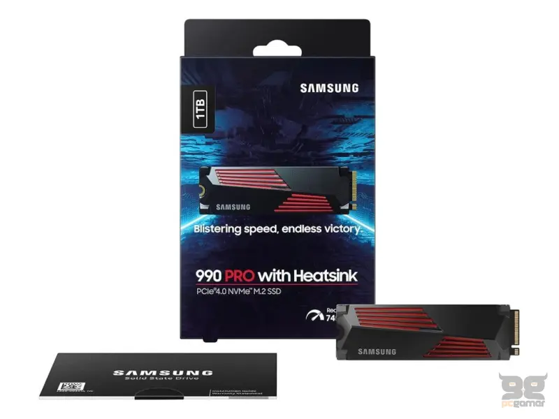 SAMSUNG M.2 SSD 1TB 990 PRO Heatsink, PCI-E 4.0 NVMe 2.0, Read Up to 7450 MB/s,Write Up to 6900 MB/s