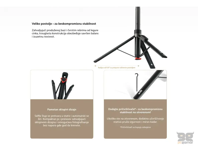 Xiaomi Zoom Floor Selfie Stick Tripod 62"
