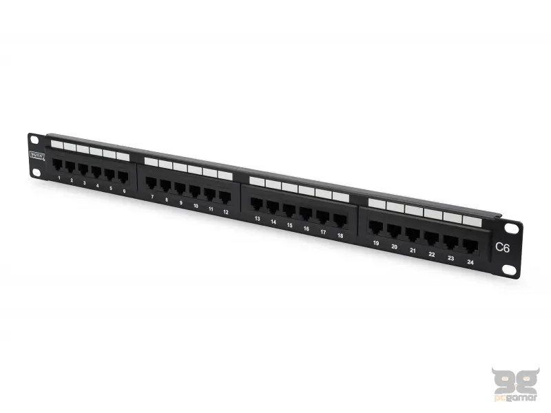Digitus CAT 6 Patch Panel, 19"  unshielded, 24-port RJ45 24-port RJ45, 8P8C, LSA, 1U, bl, 482x44x109 mm, bl