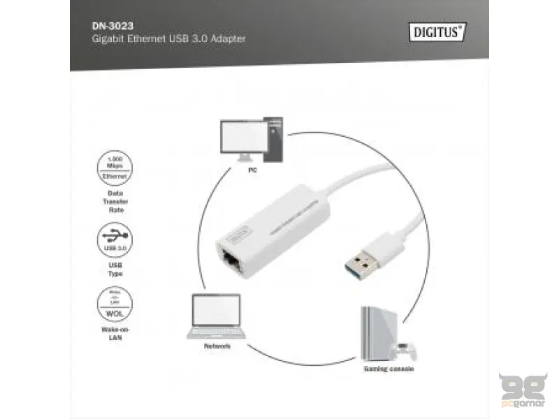 Digitus Adapter USB to RJ45 Gigabit Ethernet 10/100/1000