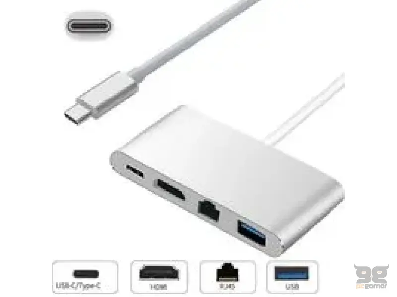 E-GREEN Adapter USB 3.1 tip C (M) - HDMI +USB 3.0 +Tip