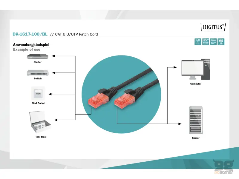 Digitus Kabl UTP patch CAT6 10m crni