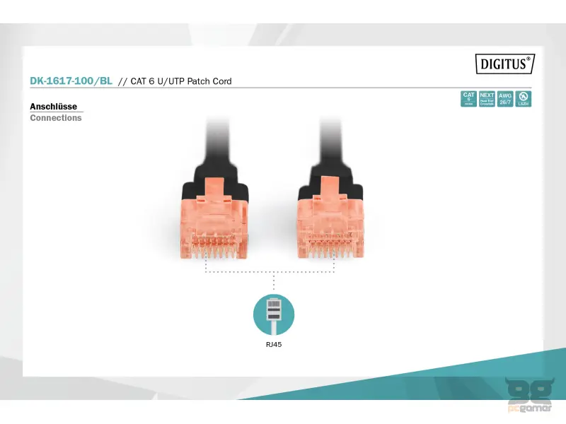 Digitus Kabl UTP patch CAT6 10m crni