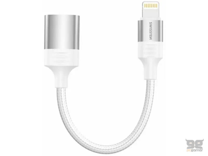 Swissten OTG Adapter Textile Lightning (male) / USB-A (female) 0,12 M White