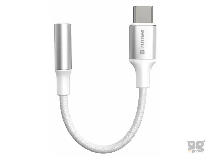 Swissten Audio kabl Textile USB-C (male) / 3.5mm AUX 0,15 M White