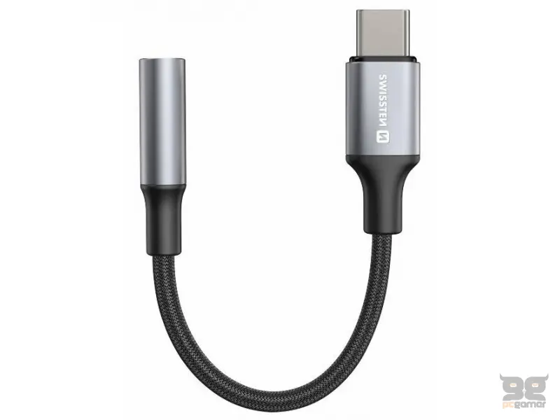 Swissten Audio kabl Textile USB-C (male) / 3.5mm AUX 0,15 M Black