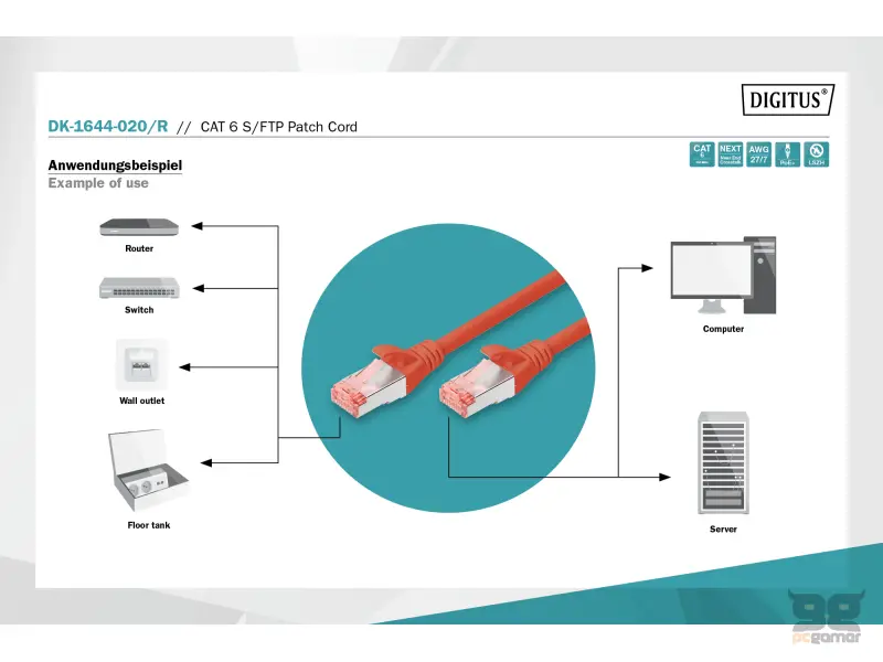Digitus Kabl S-FTP patch CAT6 2m crveni