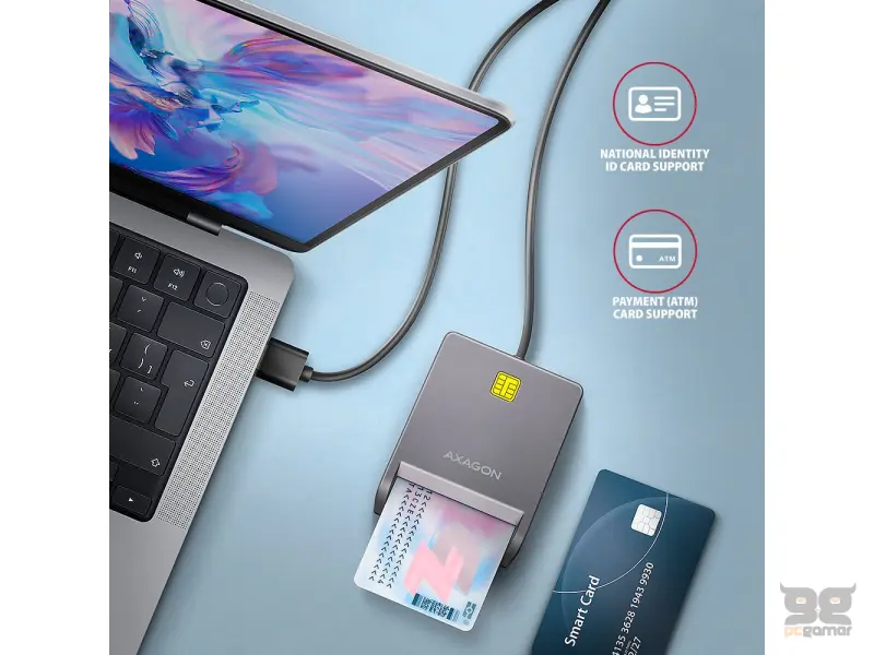 Axagon Čitač kartica CRE-SM3T  flat smartcard/id/usb2.0 1.3m