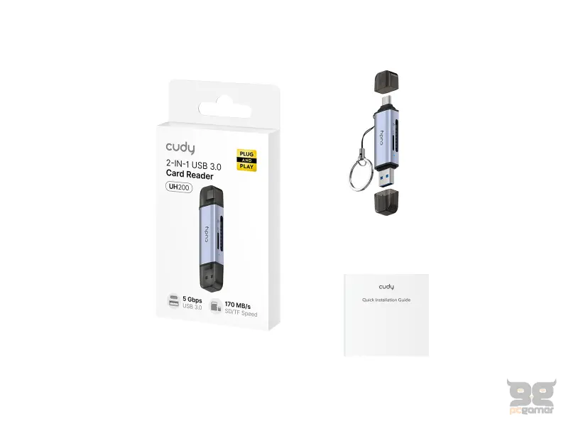 CUDY Card reader UH200 2-IN-1 Dual USB 3.0 SD/TF