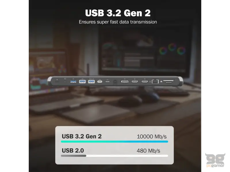 Digitus HUB 12 in 1, 2x HDMI, 1x DP, 3x USB 3.2, 1x USB Type-C, 1x USB Type-C PD, 1x RJ45 Gigabit Ethernet, 2x card reader, 1x 3.5mm