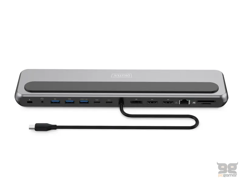 Digitus HUB 12 in 1, 2x HDMI, 1x DP, 3x USB 3.2, 1x USB Type-C, 1x USB Type-C PD, 1x RJ45 Gigabit Ethernet, 2x card reader, 1x 3.5mm