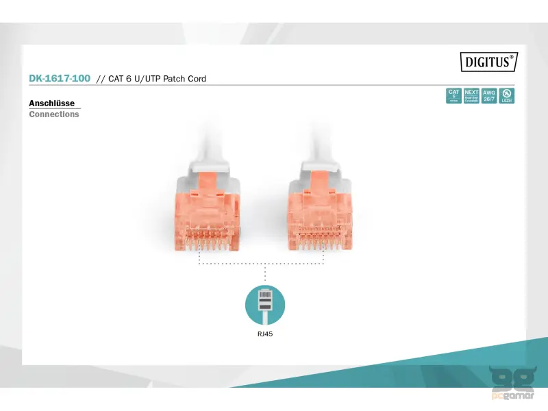 Digitus Kabl UTP patch CAT6 10m sivi