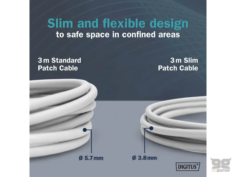 Digitus Kabl F-FTP patch CAT6A slim 10m sivi