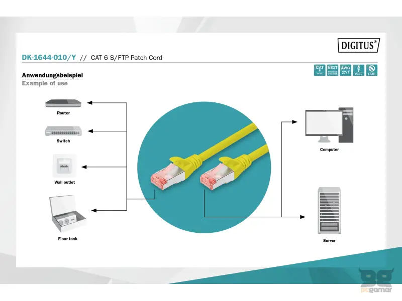 Digitus Kabl S-FTP patch CAT6A 1m zuti
