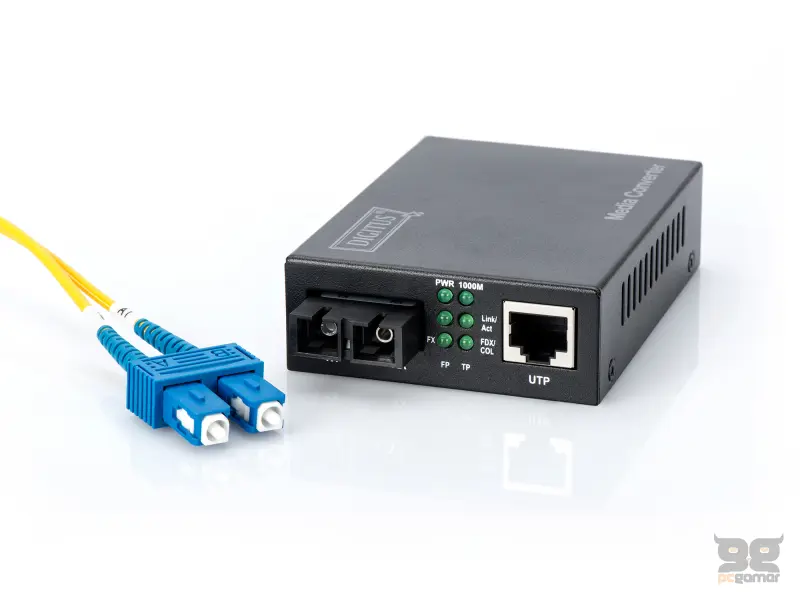 Digitus Gigabit media converter, RJ45 na SC (1000Base‑LX), do 20 km, crni