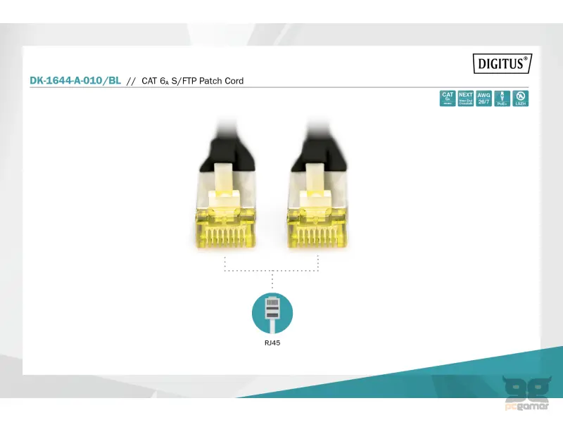 Digitus Kabl S-FTP patch CAT6A 1m crni