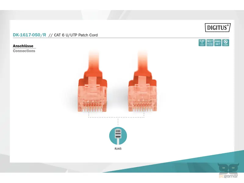 Digitus Kabl UTP patch CAT6 5m crveni