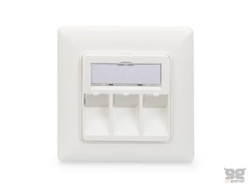 Digitus Wallplate for Keystone Modules, 3x RJ45 dust cover, 80/80 + central plate