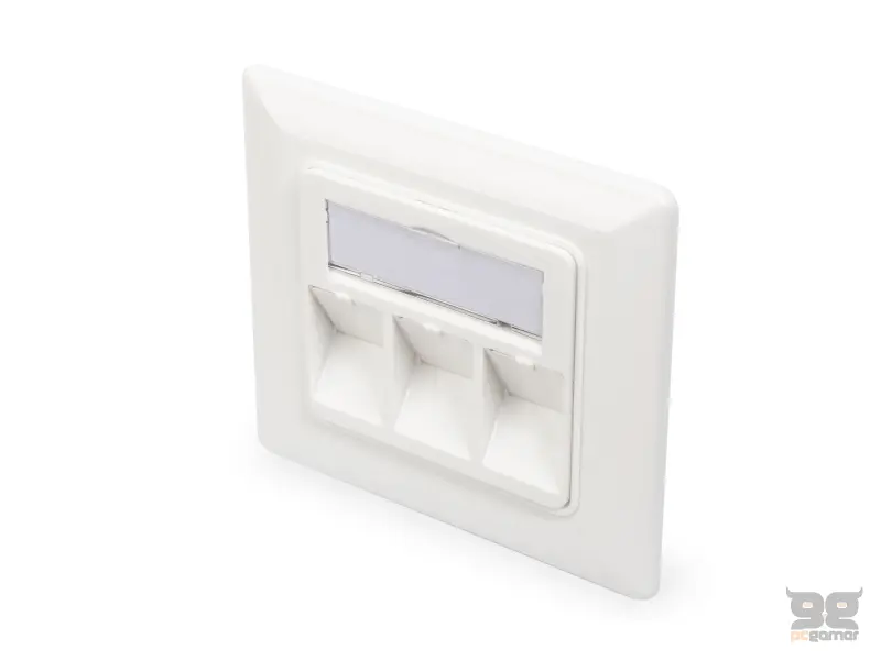 Digitus Wallplate for Keystone Modules, 3x RJ45 dust cover, 80/80 + central plate