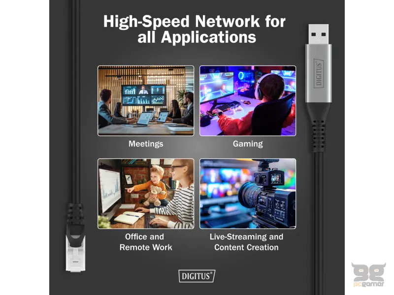 Digitus Kabl USB-A - RJ45 CAT6A S-FTP, 1Gbps, 5m