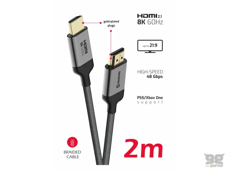 Swissten Kabl HDMI TO HDMI 8K 60Hz 2.0 M Nylon