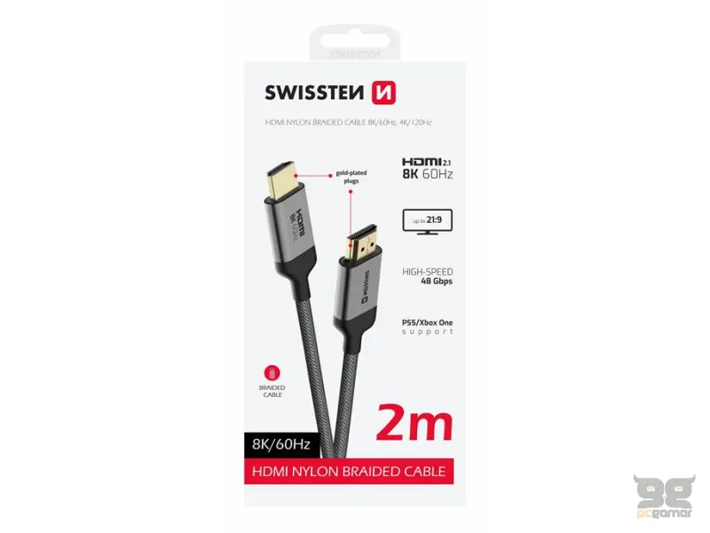 Swissten Kabl HDMI TO HDMI 8K 60Hz 2.0 M Nylon