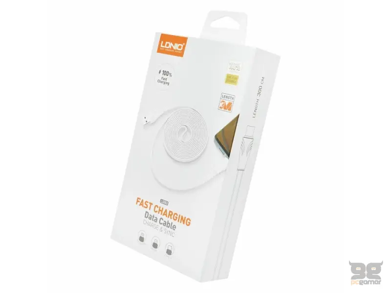 LDNIO LS553 BRZI 2.1 A MAX, 3 m LIGHTNING BIJELI