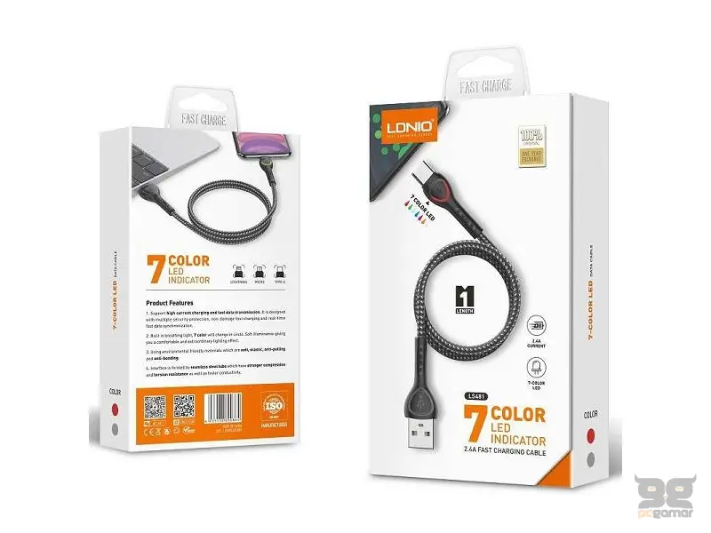 LDNIO LS481 BRZI 2.4 A MAX, 1 m MIKRO SIVI