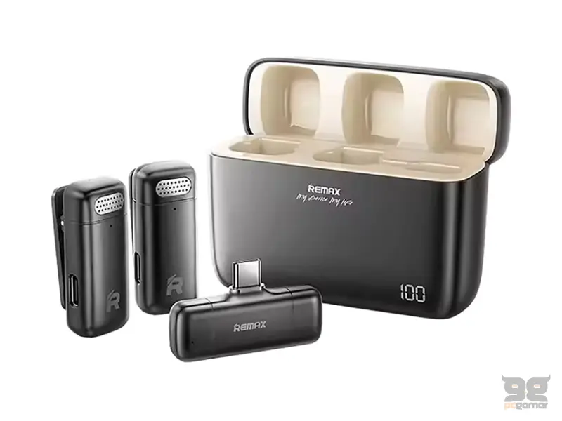 REMAX K15 2in1 Bežični mikrofon USB Tip C crni 
