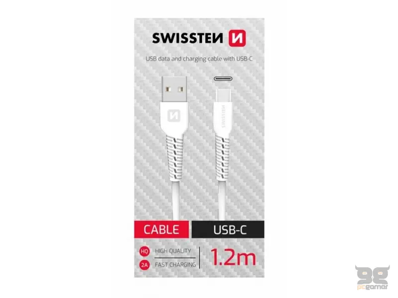 Swissten Data kabl USB / USB-C 1.2m bijeli