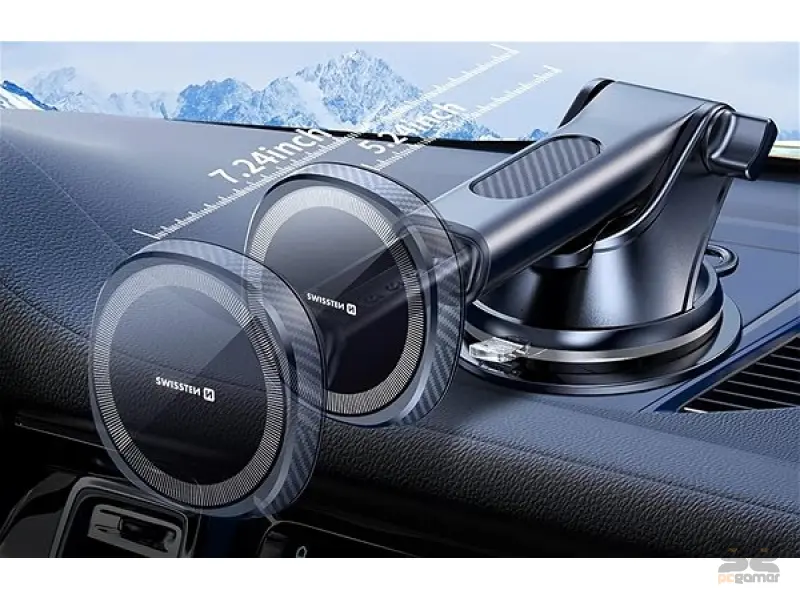 Swissten Magnetic Car Holder with Wireless Charger 15W (MagSafe compatible)