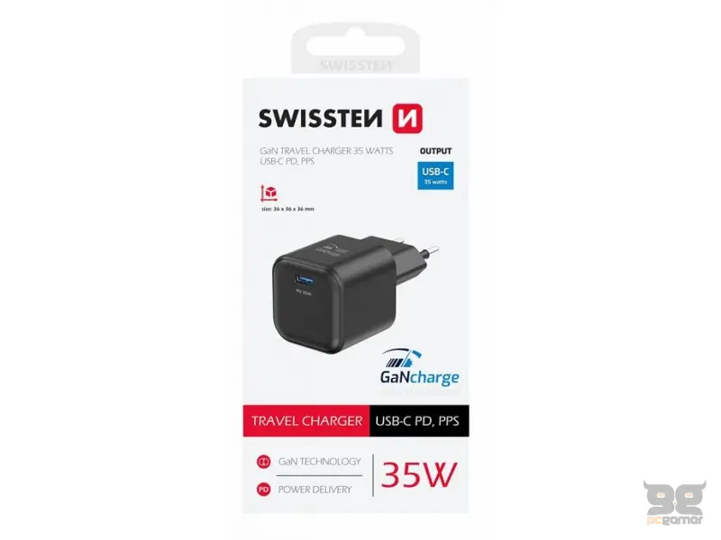 Swissten Travel charger 1x USB-C 35W PD black