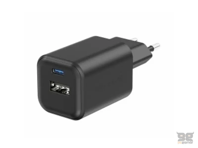 Swissten Travel Charger GaN 1x USB-C 45W PD + 1x USB-A 18W QC Black