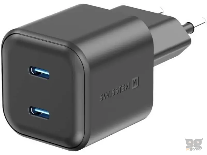 Swissten Travel Charger GaN 2x USB-C 20W PD Black