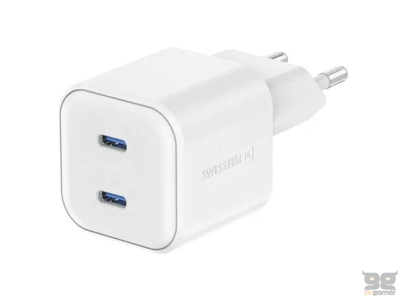Swissten Travel Charger GaN 2x USB-C 20W PD White