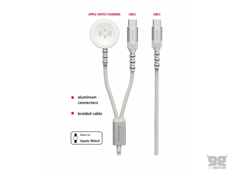 Swissten Kabl 2in1 punjač za Apple Watch i USB-C, USB-C 1.2m White