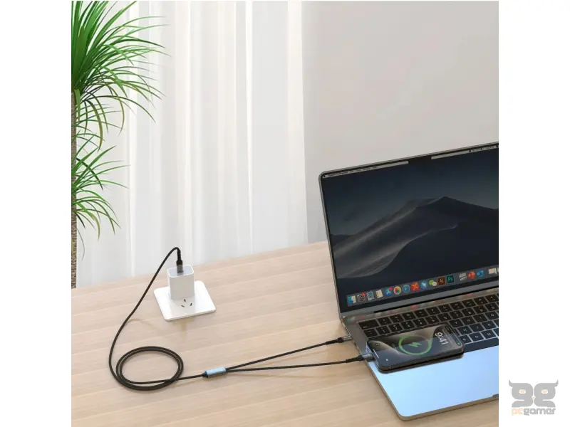 Swissten Kabl 2in1 100W USB-C/ 2x USB-C 1.5m Black