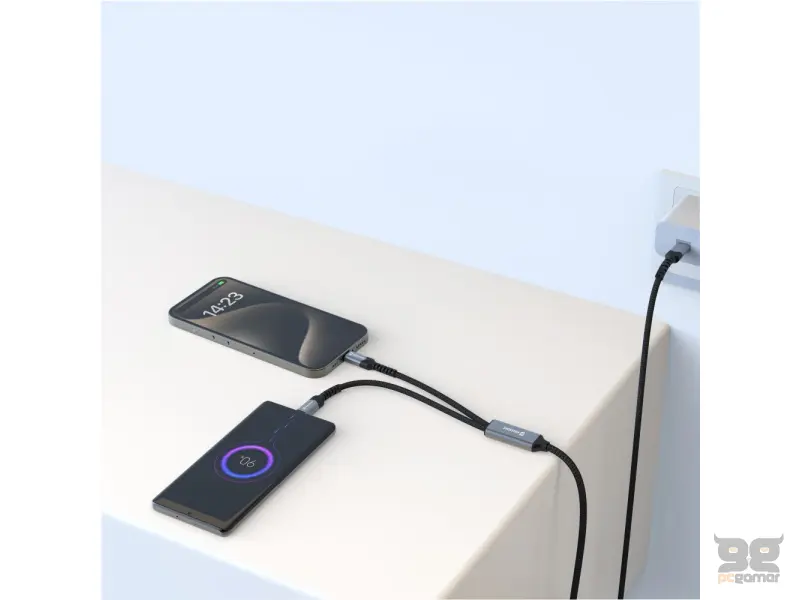 Swissten Kabl 2in1 100W USB-C/ 2x USB-C 1.5m Black