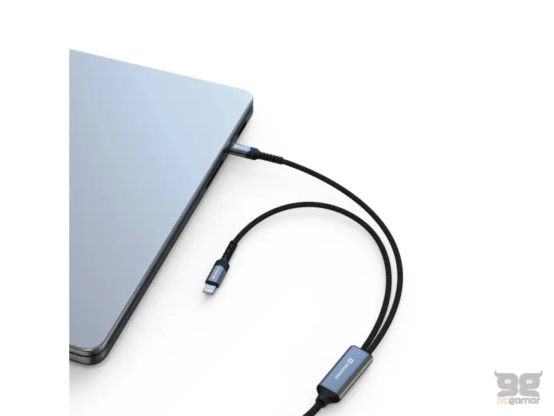 Swissten Kabl 2in1 100W USB-C/ USB-C + Lightning 1.5m Black