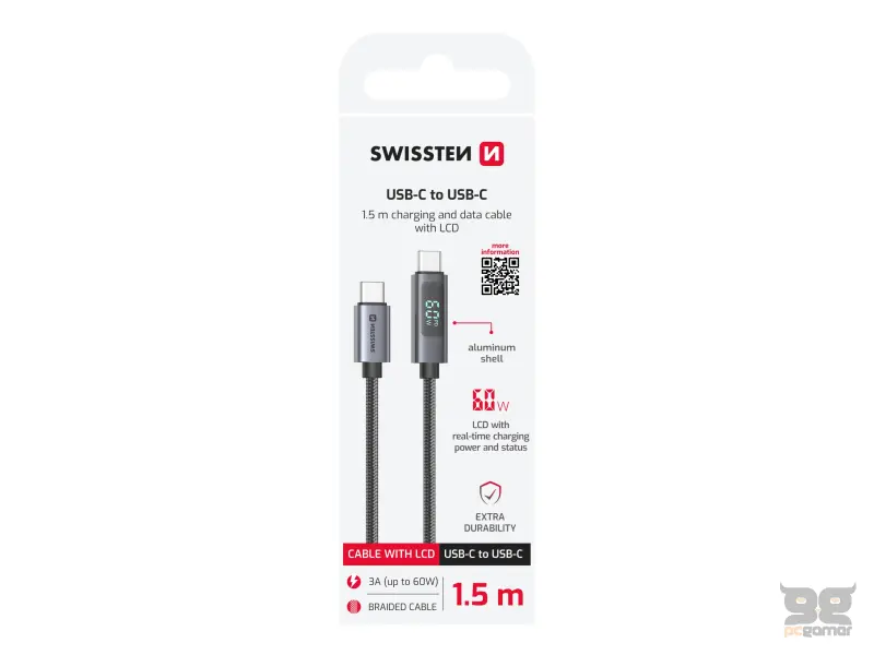 Swissten Kabl USB-C/USB-C sa LCD 1.5m