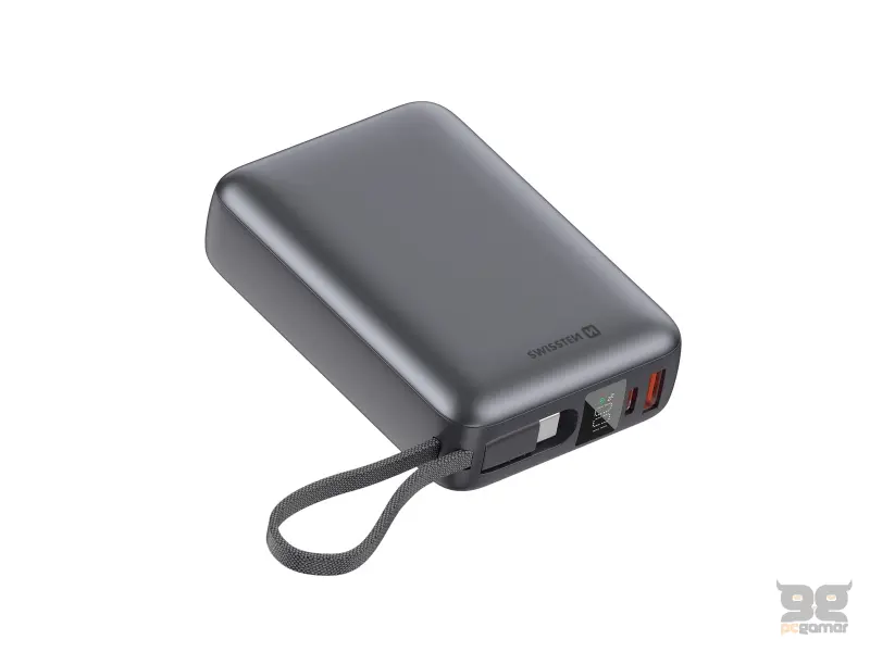 Swissten Power bank 20000 mAh 45W with built-in cable USB-C Space Silver