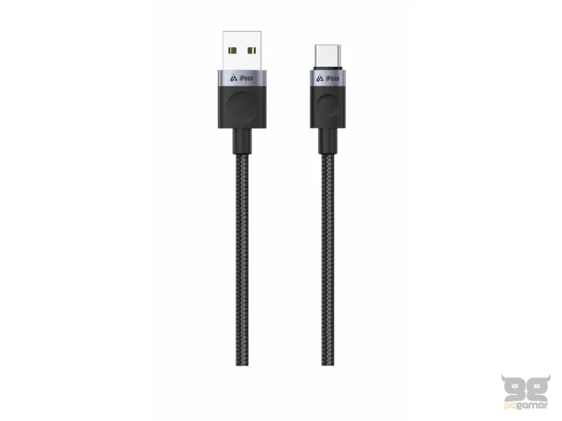 iPEAX Kabl Textile USB-A/Type-C 1m, USB 2.0 Black