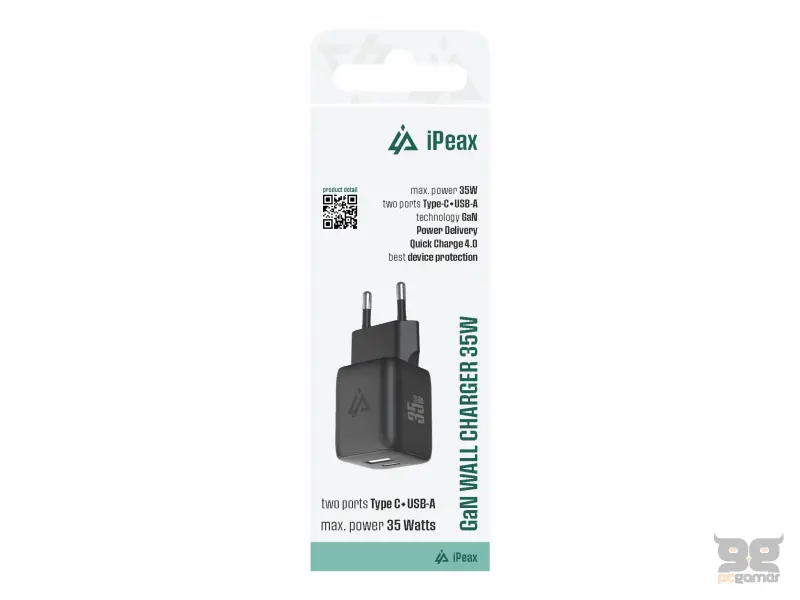 iPEAX Adapter GaN 35W (USB-C + USB-A) Black