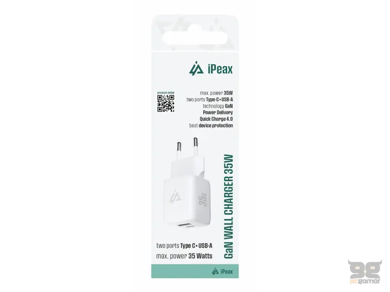iPEAX Adapter GaN 35W (USB-C + USB-A) White