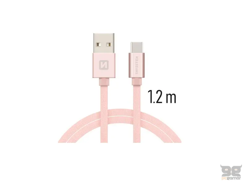 Swissten Data kabl Textile USB / USB-C 1.2m Rose/Gold