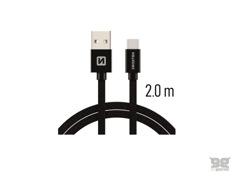 Swissten Data kabl Textile USB / USB-C 2m Black