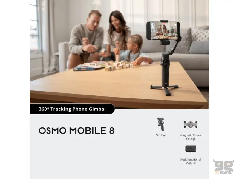 DJI OSMO MOBILE 8 Intelligent Tracking Phone Gimbal, Built-in Extension Rod & Tripod