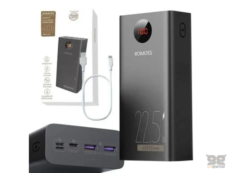 Romoss PEA40 PF Power Bank 40000mAh s brzim punjenjem od 22,5 W - crna