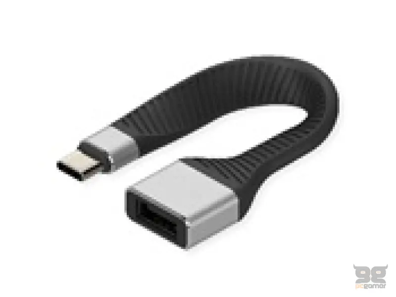 ROLINE USB 3.2 Gen 2 Silicone Cable, Type C - A, M/F, black, 11 cm