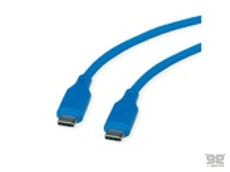 ROLINE USB 2.0 kabl, C–C, M/M, 60W, silicone, blue, 1 m